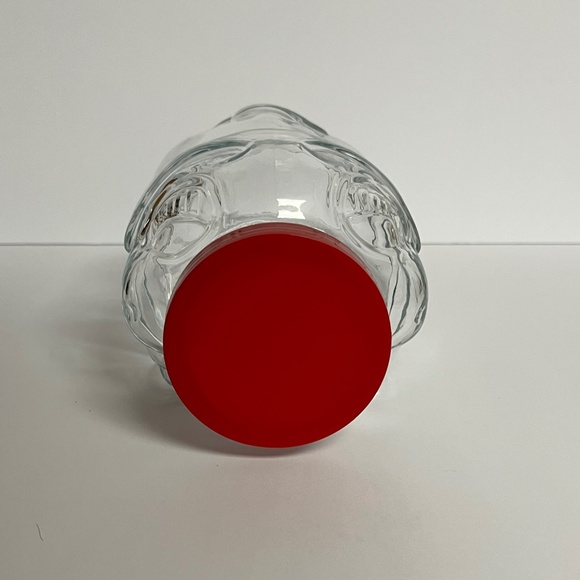 Vintage Libbey of Canada 7.5" Glass Pig Jar Coin Bank Red Plastic Screw Lid New - Picture 3 of 10